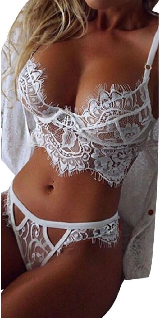 Underwear,toraway 1 Sexy Lingerie Set Lace Bra +Thongs Briefs G-string (XXXX-Large, White)