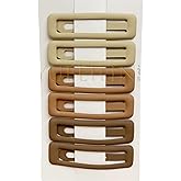 6 Pcs 2.5 Inch Matte Metal Snap Hair Clips Grips Hair Barrettes BB Clips Pins Styling Hair Accessories for Girls,Women,keep loose hairs bangs and flyaways away from face (Cream-Brown Set)