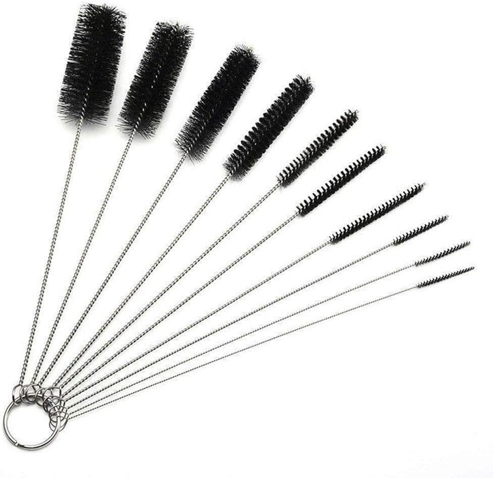 Vipithy 10Pcs Nylon Cleaning Brush Set Test Tube Bottle Straw Washing Cleaner Bristle Kit,Black