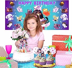 Aphmau Plushies Cat Party Supplies Decorations Cake