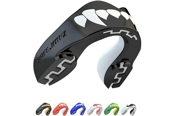 SAFEJAWZ Mouthguard Strapless Slim Fit, Adults and Junior with Case for Boxing, Basketball, Football, MMA, Martial Arts, Hock