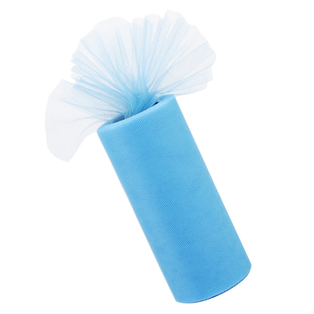 Roll of 6 Inch Tulle Fabric 25yds for Gift Wrapping Wedding Bow Banquet Decoration Craft (Lake Blue)