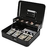 Jssmst Locking Large Metal Cash Box with Money