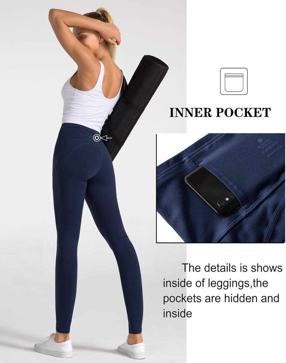 Dragon Fit High Waist Yoga Leggings with 3 Pockets,Tummy Control Workout Running 4 Way Stretch Yoga Pants: Clothing