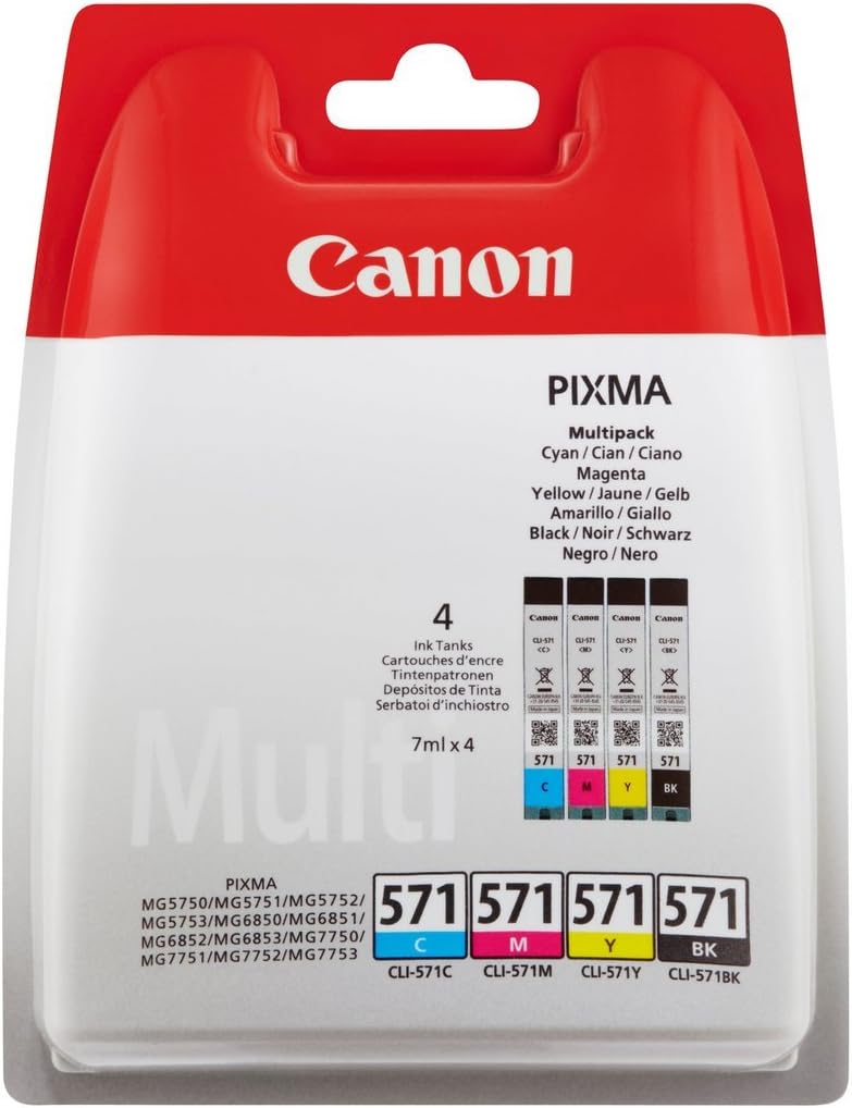 Canon CLI-571 Black Cyan Magenta Yellow Ink Cartridge Multi Pack PIXMA