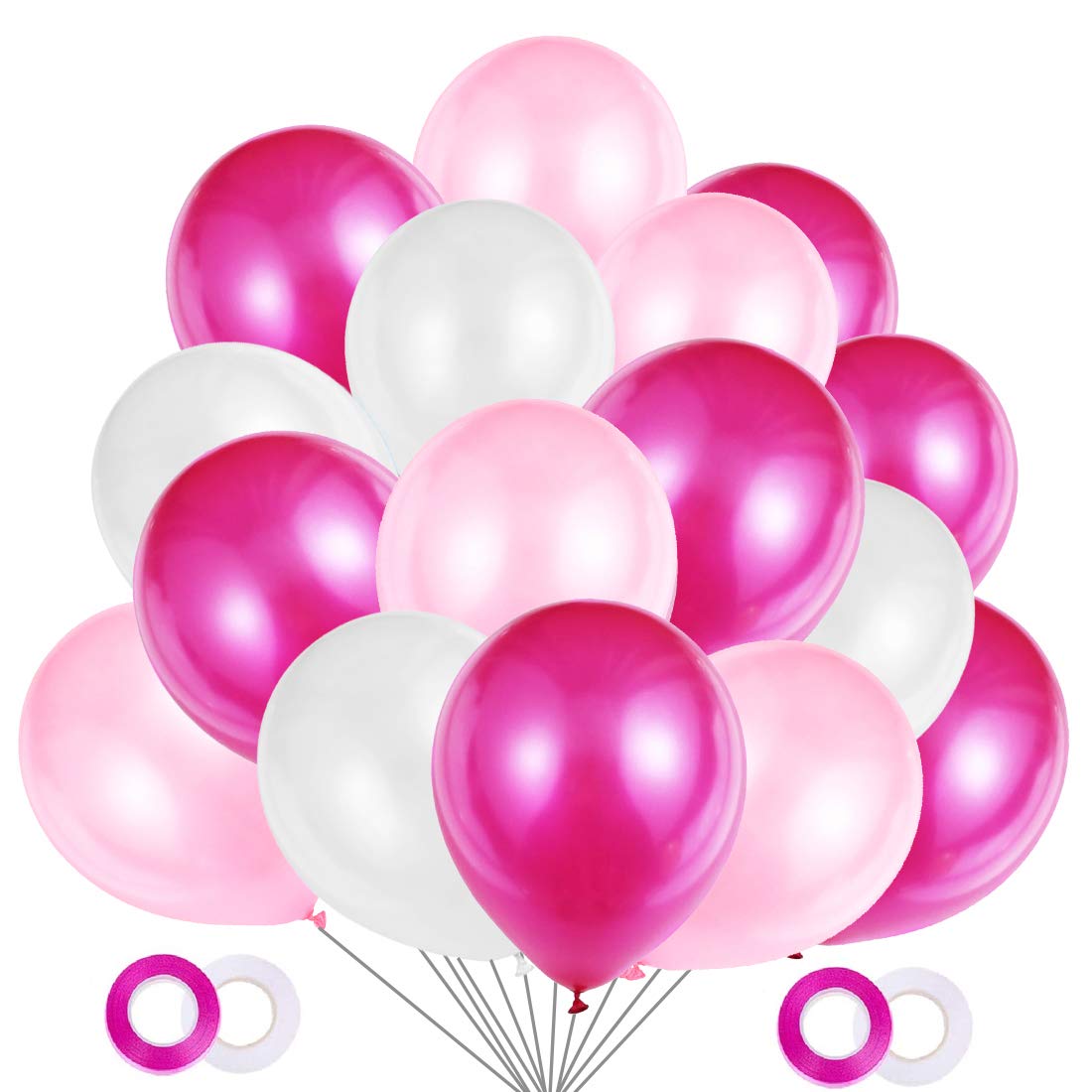 Pink Balloon,100 Pieces Baby Pink & Hot Pink & White Balloon Helium 12 Inch for 1st Birthday,Wedding Engagement, Disney Princess, Baby Shower, Hen Party,Girl's Christening Party Decoration