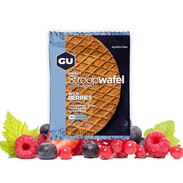 GU ENERGY STROOPWAFEL WILD BERRY SPORTS NUTRITION WAFFLE, CAFFEINE-FREE, GLUTEN-FREE, AND KOSHER DAIRY ON-THE-GO ENERGY FOR ANY WORKOUT, 16 COUNT