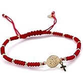 CRUZONE St Michael the Archangel Medal Adjustable Red String Pulsera San Miguel (Red)