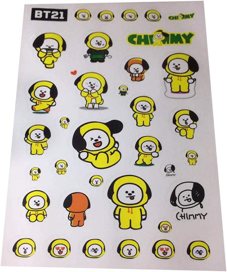 Yuxareen KPOP BTS Transparent Waterproof Hand Account Sticker Removable DIY Cartoon Stickers A.R.M.Y Hot Gift( CHIMMY)