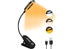 Flymuda Book Light Clip on - Eye Care Amber Book Light Rechargeable, 22 LED, 3 Color Modes, Touch Control, Brightness Adjustable Book Light for Reading in Bed, Great Book Reading Light for Lovers