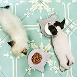 Comsmart 2 Pack Cat Bowls Anti Slip Food Water Shaped White Grey view 5