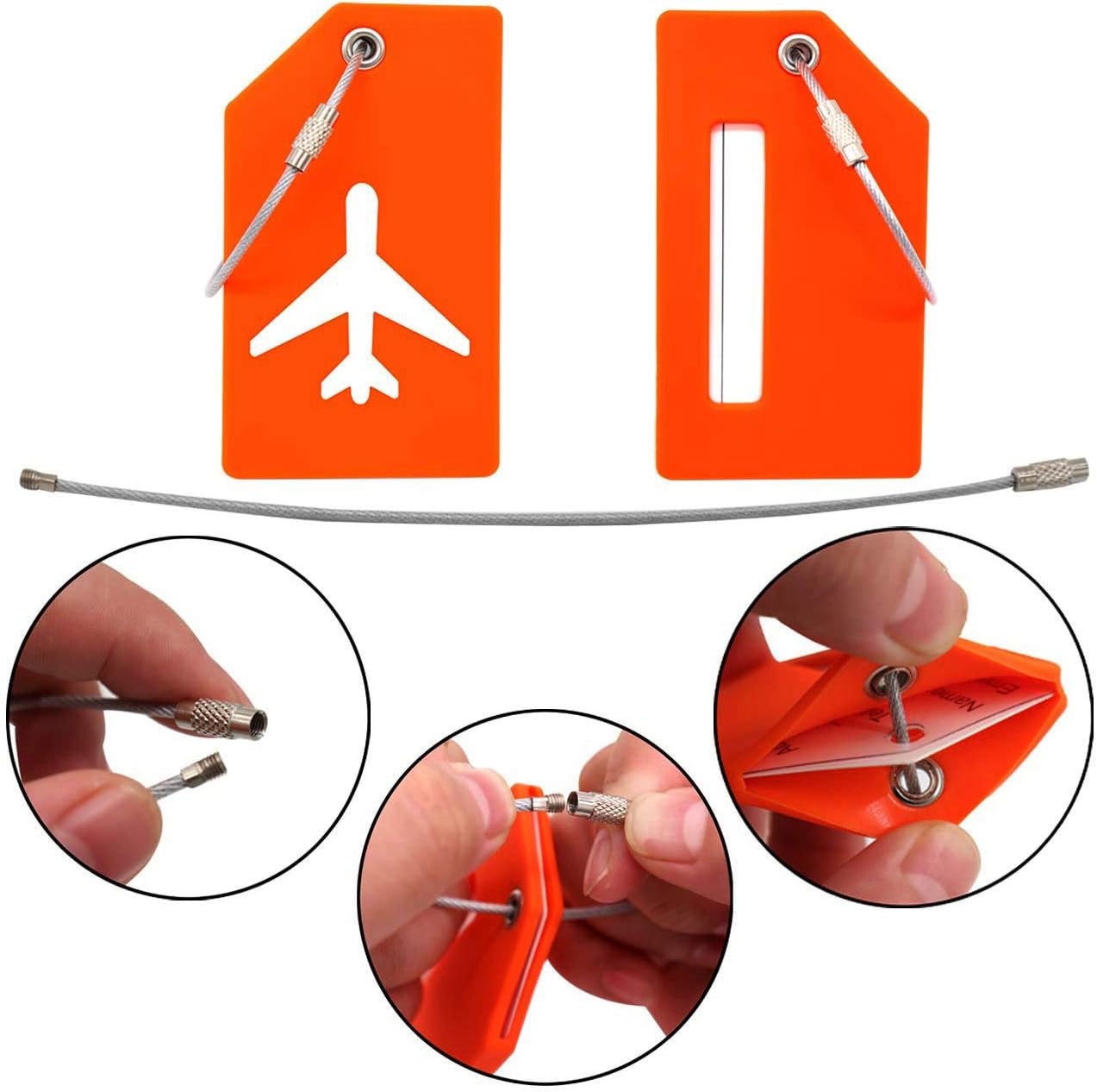  | 2PCS Y.A. LOTUS Silicone Luggage Tags with Name ID Card and Stainless Steel Loop, Premium Flexible Travel ID Bag Tag helps Quickly Spot Luggage Suitcase, for women, men - Orange | Luggage Tags