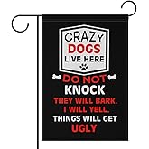 Monaco Garden Flag Crazy Dogs Live Here Welcome Garden Flags Double Sided Yard Flag Fall Garden Flag 12 x 18 Inch Dog Garden Flag