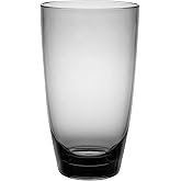 KLIFA- ETON, 20.8 oz, Set of 6, Acrylic Highball Drinking Glasses Set, Iced Tea Cups, BPA-Free, Stackable Plastic Drinkware, Dishwasher Safe Cups, Gray-Black