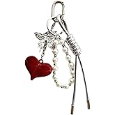 AHQKCRF Small Heart & Cherry Bag Charms for Handbags Cute Purse Keychain Accessories Zinc Alloy Fashion Car Key Chain