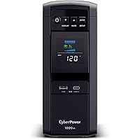 CyberPower CP1000PFCLCD PFC Sinewave UPS System, 1000VA/600W, 10 Outlets, AVR, Mini-Tower
