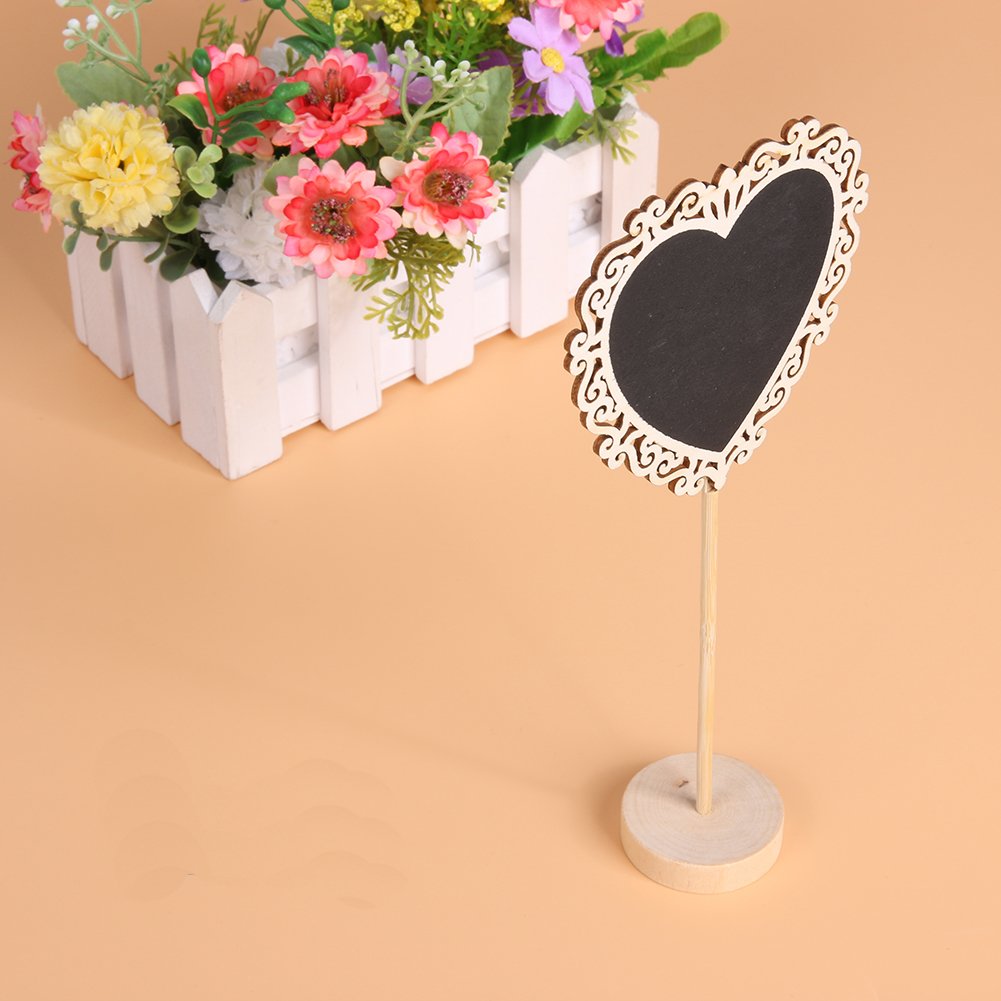 2 Pcs Pack Heart Shaped Wooden Blackboard Mini Lace Blackboard