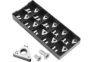 Zorqon 10pcs 6914-10 Negative Rake Carbide Insert, Compatible with Ammco, Carbide Replacement Cutter Inserts with M3 6mm and 8mm Screws, Carbide Inserts Brake Lathe Bits for DIY Woodturning Tools