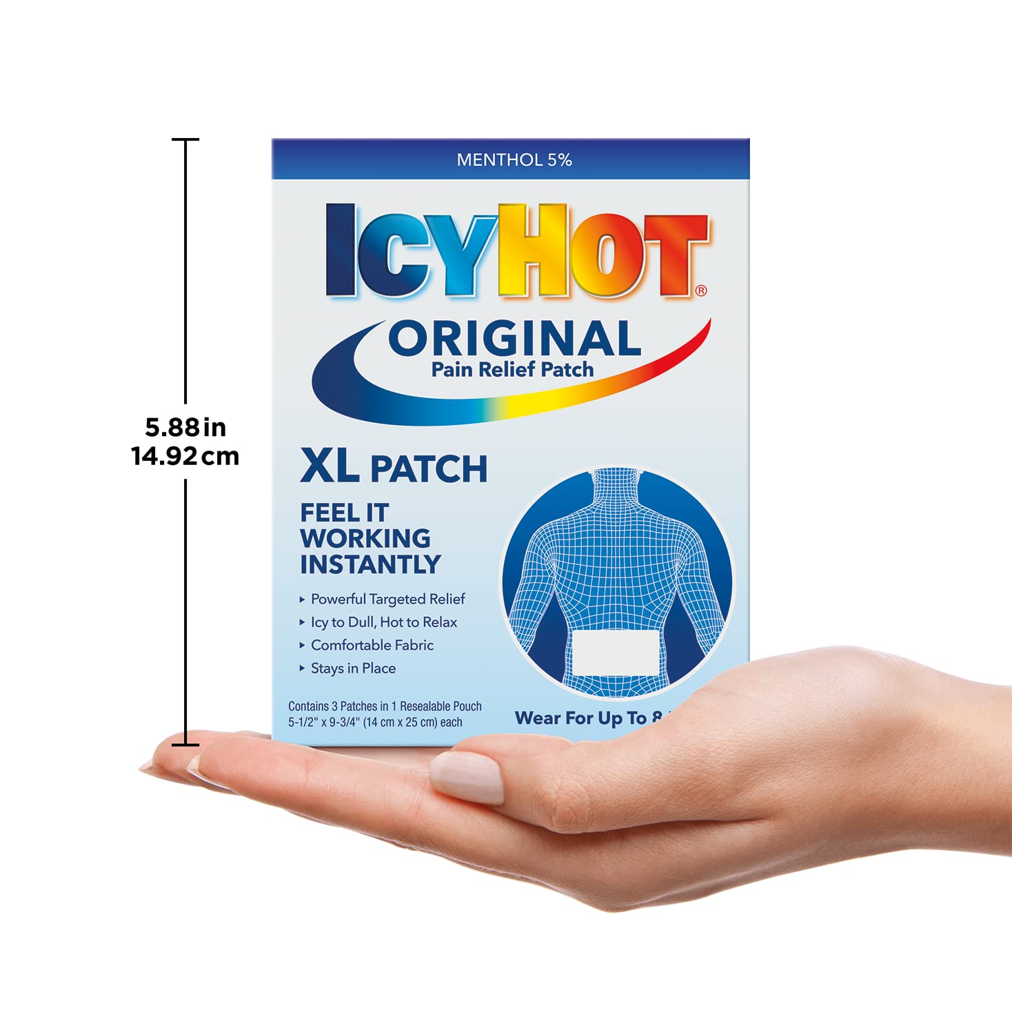 Icy Hot Original XL Pain Relief Patch (3 Count) for Back and Large Areas