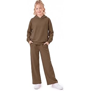 PATPAT Girls Lightweight Sweatsuits Athletic Hoodie Sweatpant 5-14 Years | Long Sleeve Pullover, Pants with Pockets, Sport Ru