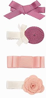 AIMIYan 10pc Baby Girl Lace Flower Bow Hair Clips Set Soft Ribbon Covered Clips view 5