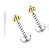 limerencia 18G Titanium Internally Threaded Flatback Studs Piercing Jewelry | Hypoallergenic, for Tragus Helix Cartilage Conch Medusa Lip Labret - Helix Tragus Cartilage Earring for Women Men 2PCS