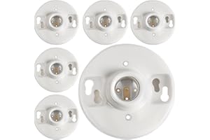Saysurey 6 Pcs Medium Base E26 Lamp Holder Ceiling Light Sockets White Bulb Socket Incandescent Fluorescent CFL Lamp Holder 660w 250v (Porcelain)
