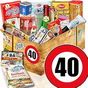 Süßigkeiten Box + DDR Artikel + Zahl 40 + Geburtstags Geschenk Frauen