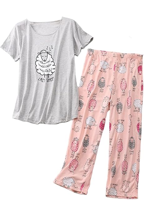 Pijamas Mujer Algodon Conjunto Corto De Pijama Ancho Para Mujer