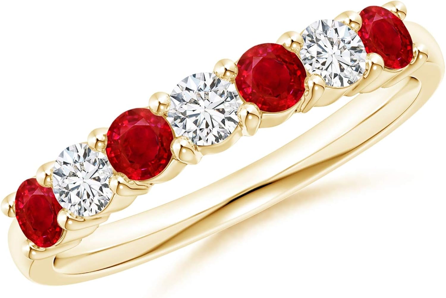 Amazon.com: Half Eternity Seven Stone Ruby and Diamond Wedding Band for