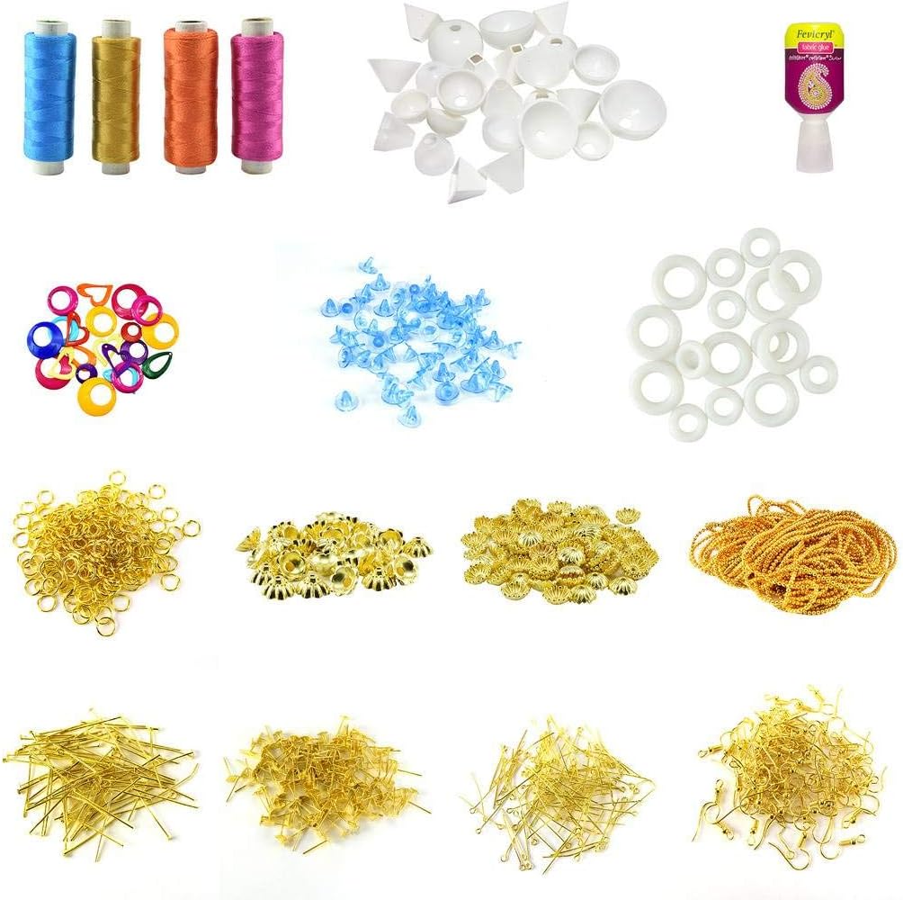 Unobite17 Piece Silk Thread Jewellery Making Kit for Beginners