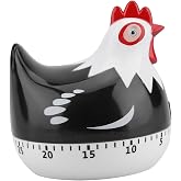 Fdit Kitchen Timer, Loud Alarm Cute Chicken Design 2.55 Inch | PP material, cooking baking washing up reminder, compact counter size, black finish, home kitchen decor