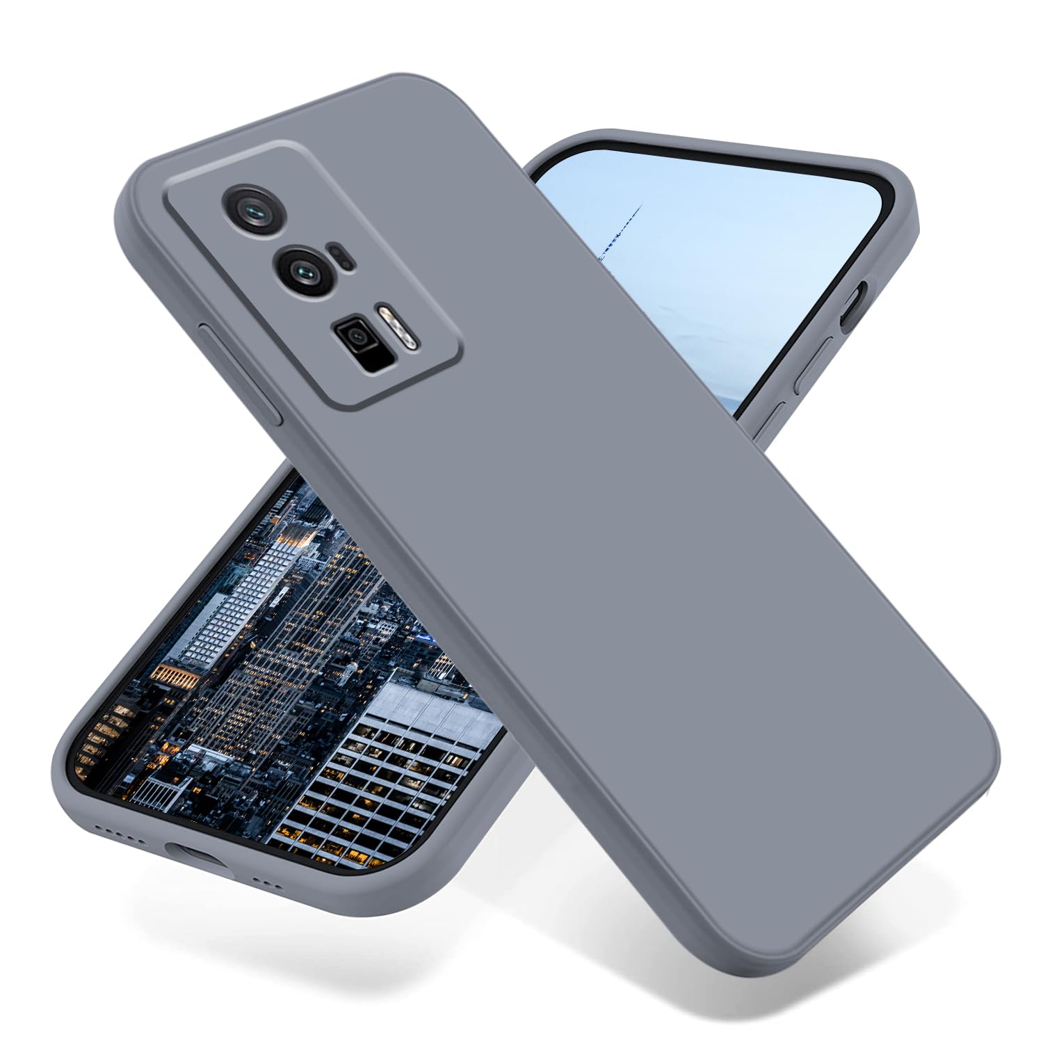 Wousunly Compatible with Poco F5 Pro Case Silicone, Slim Soft Shockproof Phone Case for Xiaomi Poco F5 Pro with Anti-Scratch Microfiber Lining Protective Cover (Grey)