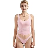 SUUKSESS Women Scoop Neck Tank Top Summer Sleeveless Going Out Double Lined Basic Tops