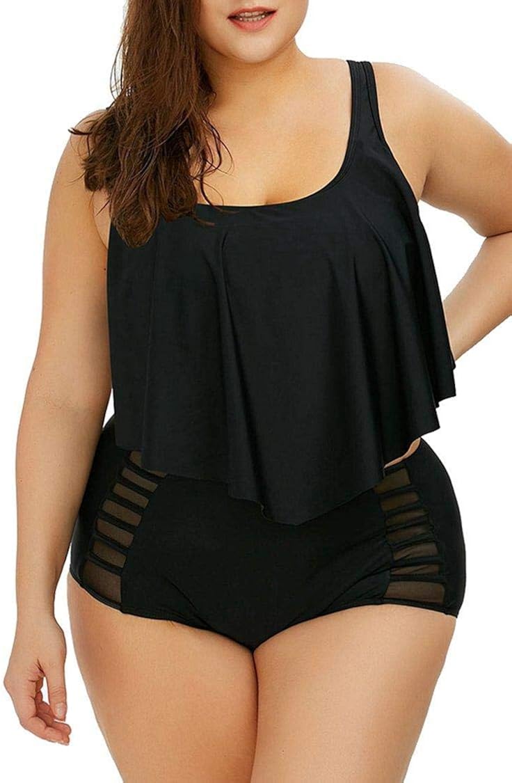 Amazon.com: Huojingli Women Plus Size Ruffles High Waisted Swimsuit Bikini Sets Bathing Suit 