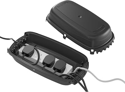 D-Line Weatherproof Outdoor Electrical Box IP54 Extension Socket Black