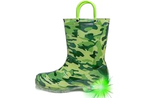 HugRain Light Up Rain Boots for Little Kids