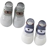 HOVELL Toddler 2 Pairs Anti-Skid Socks Shoes Baby Boys Girls Rubber Sole Indoor First Walking Slippers