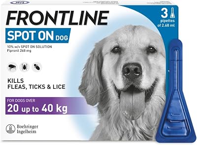 FRONTLINE Spot On Flea & Tick Treatment for Large Dogs 20-40kg 3 Pipettes