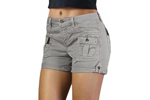 Flamingals Women's Cargo Shorts Mid Waist Trendy Summer Hiking Shorts with Flat Pocket for Women