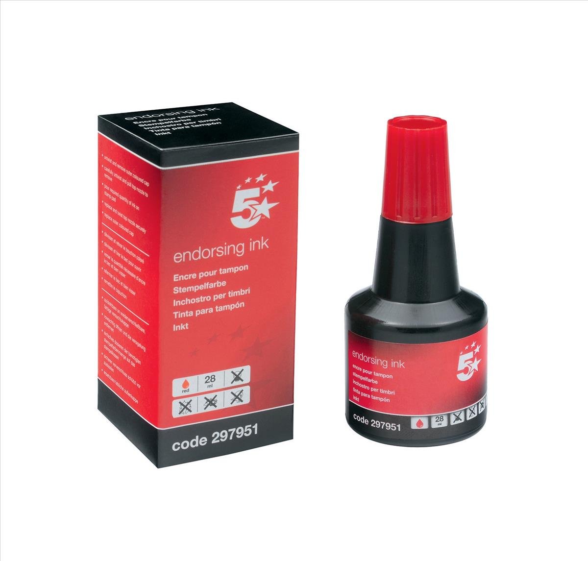 5 Star Office Endorsing Ink 28ml Red