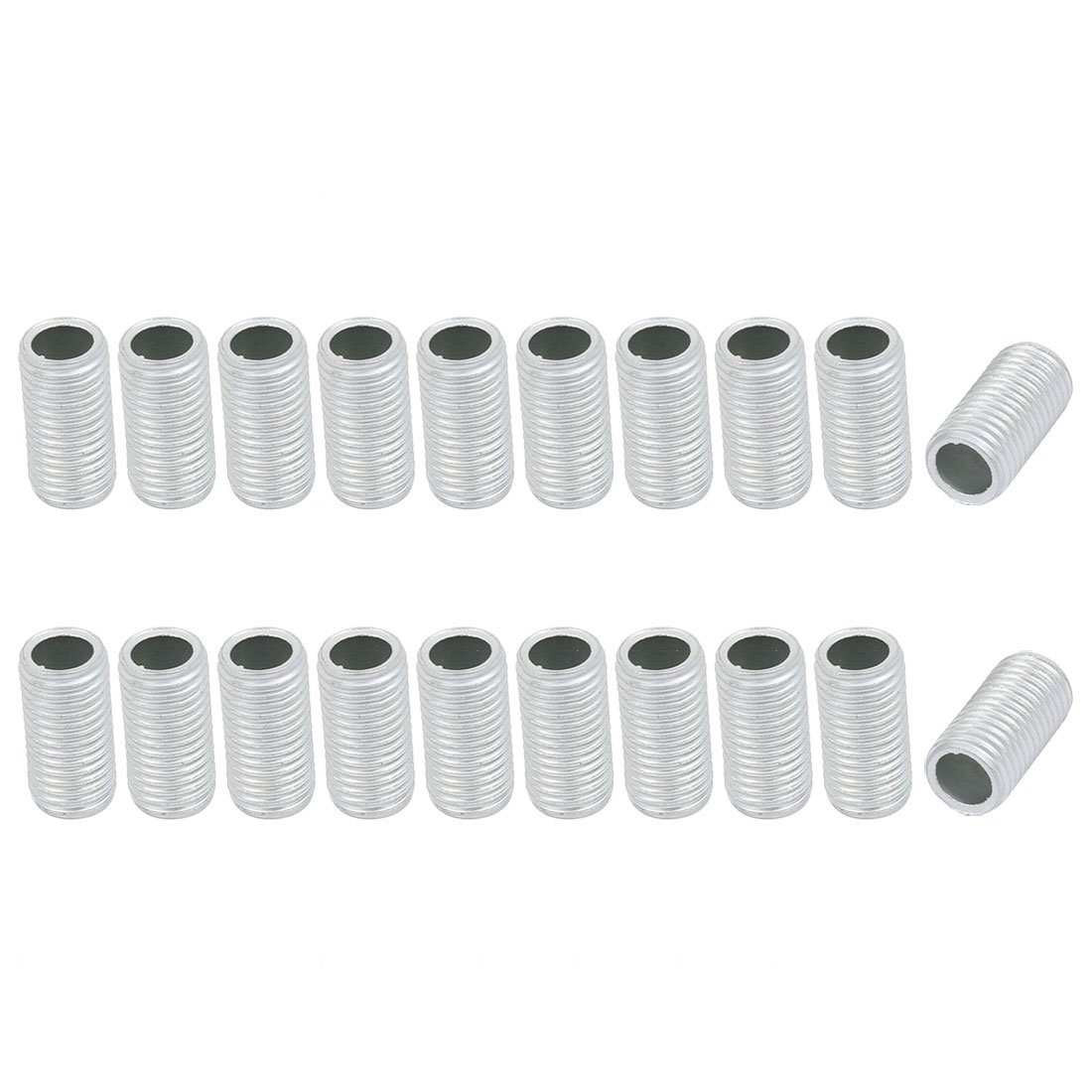 Sourcingmap Lamp Pipe Nipple, M8 Thread 15mm Length Hollow Lamps Repair Part Hardware for Lamp Lights, Zinc Plated Silver Tone, Pack of 20