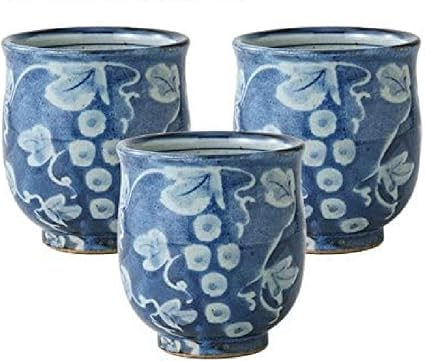 Amazon 食器 湯呑 ゆのみ 湯呑み茶碗 湯呑み おしゃれ 湯のみ セット 湯のみ セットおしゃれ コップ 大きめ 和食器 食卓 磁器 人気 シンプル おしゃれ 和モダン プレゼント 日本製 染ぶどう 湯呑 特大 3客組 波佐見焼 株式会社てらさき