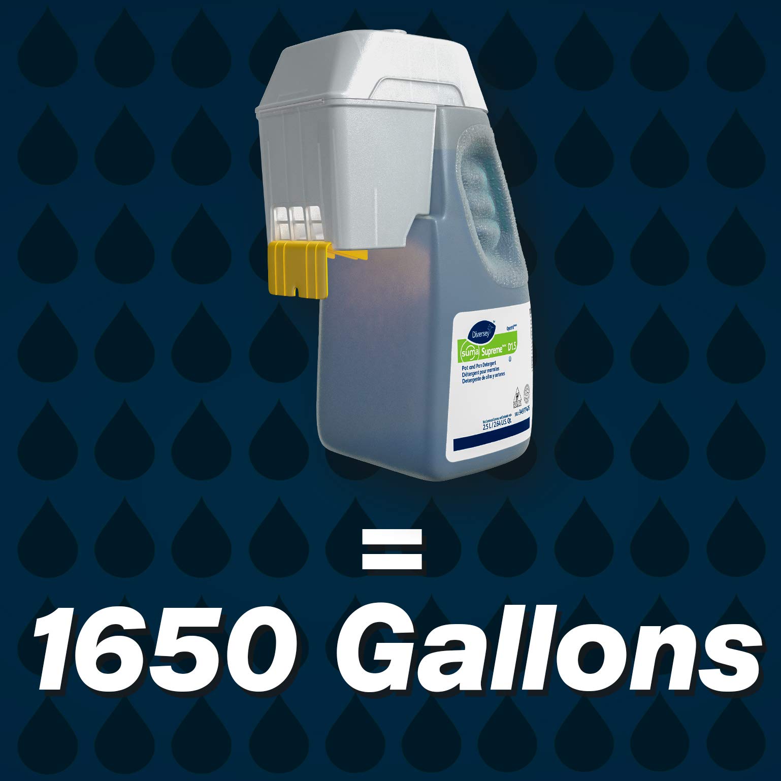 Diversey 94977476 SUMA Supreme D1.5 Pot and Pan Detergent, for Manual Warewashing Dish Wash with Floral Scent, Concentrate Optifill, 2.5-Liter