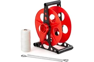 PullCrease Sports Standard Deluxe String Winder Kit with 500 ft #36 Nylon Line and 2 Ground Nail, Field Line String Cord Stor