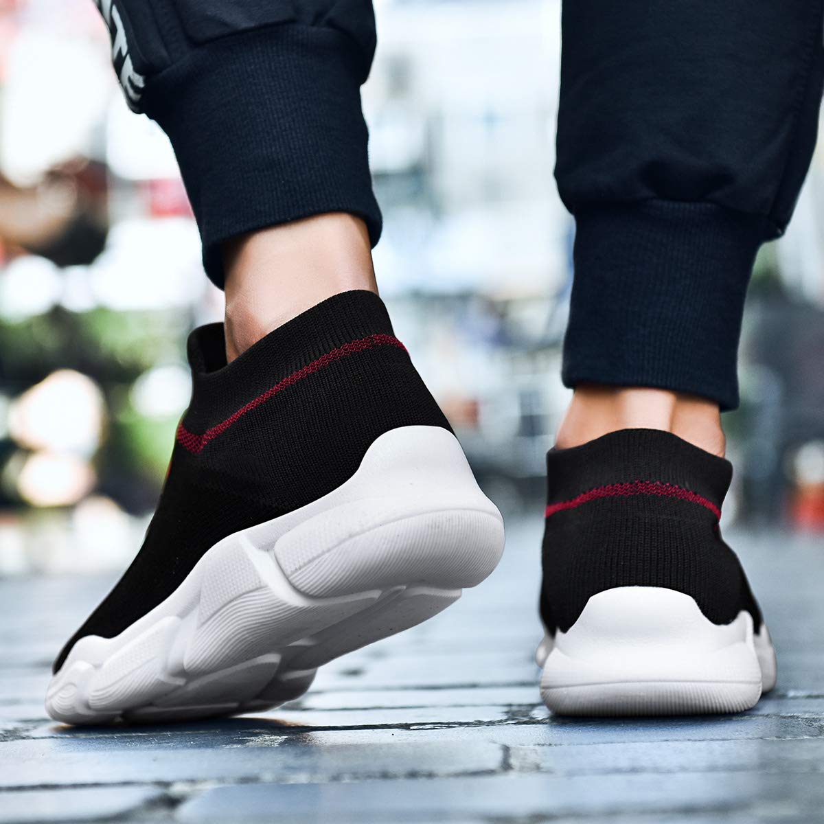 Dreamparis Men\'s Walking Shoes - Casual Slip on Sneakers Black1 43