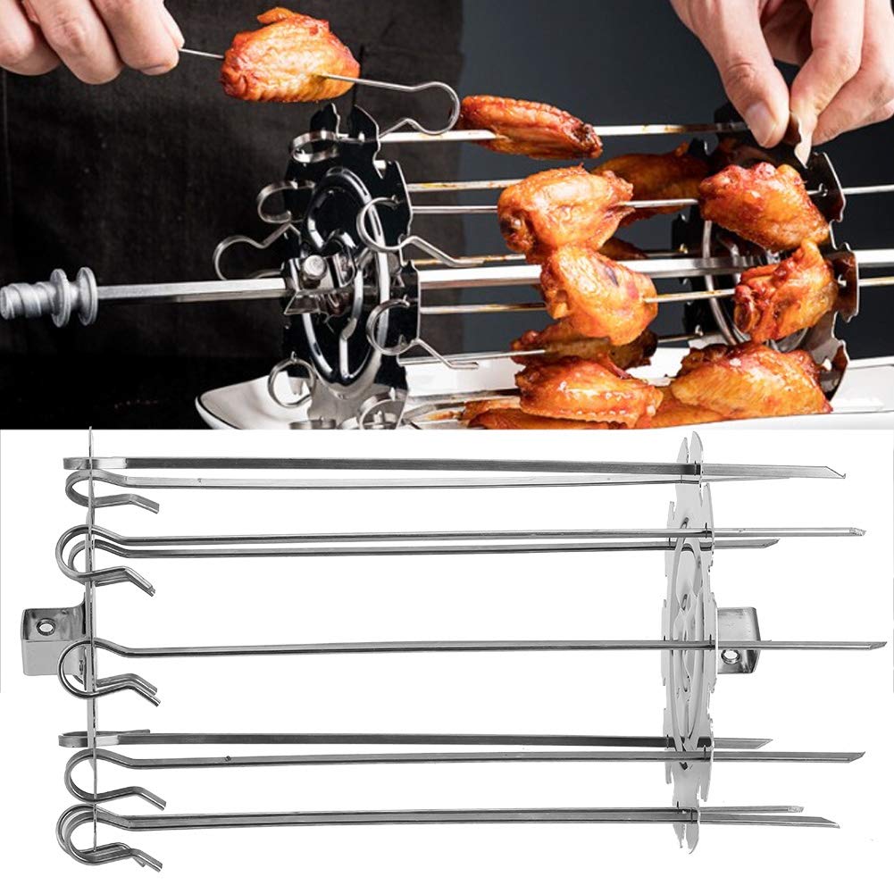 Barbecue Skewers 304 Stainless Steel Meat Roaster BBQ Grill Tools Electric Oven Accessory Kabob Skewers Flat Metal