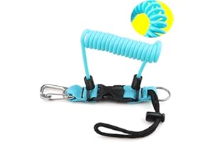 Owekfifv Scuba Diving Coil Landyard, Stainless Steel Spring Coiled Camera Lanyard with Quick Release Metal Buckle