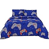 SDIII 3PCS Blue Gaming Comforter Set Twin, Soft Microfiber Lightweight Gamer Comforter Sets for Boys Girls Kids Teens, Video Game Bedding Quilt Twin