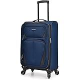 U.S. Traveler Aviron Bay Expandable Softside Luggage with Spinner Wheels, Navy, Carry-on 22-Inch